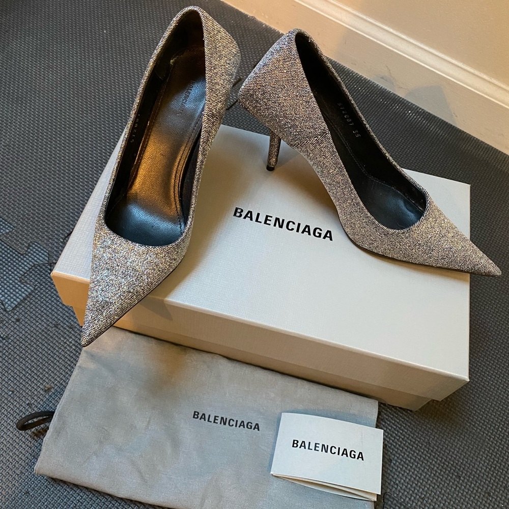 Balenciaga Silver Knife Pump 35